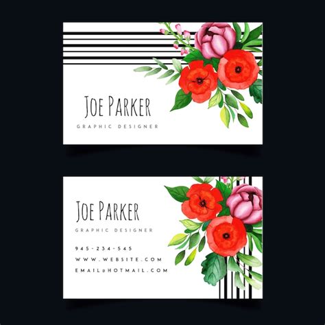 Premium Vector | Watercolor floral business card