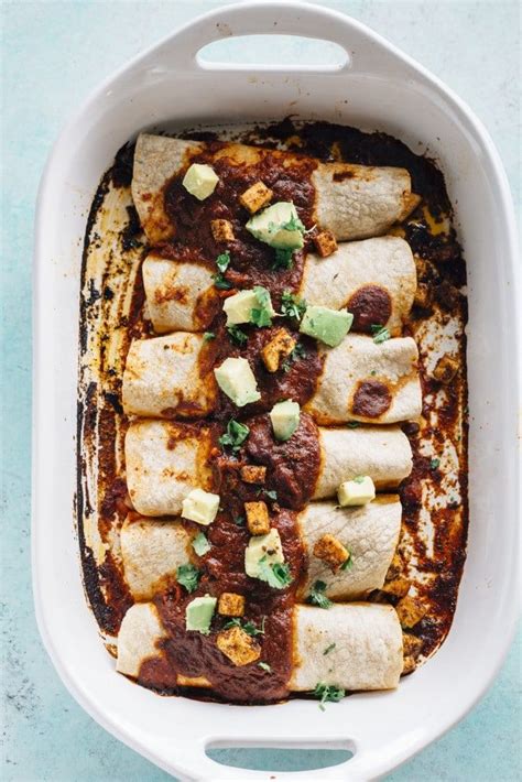 Vegan Enchiladas Made With Spicy Tofu And Black Beans Enchiladas