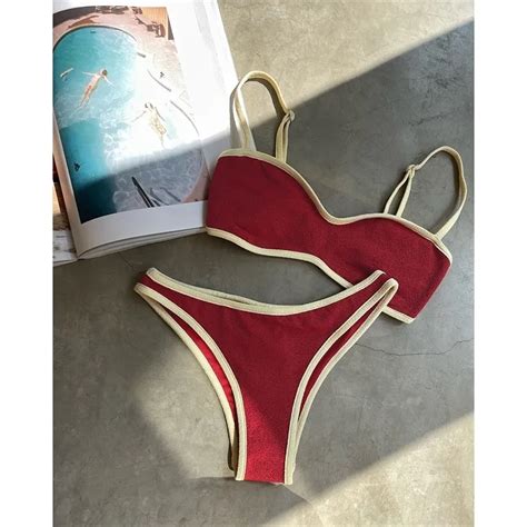 Micro Bikinis Push Up Swimsuits For Women Brazilian Pink Bandeau Bikini