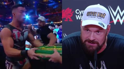 Tyson Fury Crashes Wwe Clash At The Castle Knocks Out Austin Theory