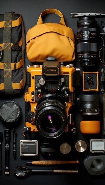 Premium AI Image | arrangement of professional photographer equipment