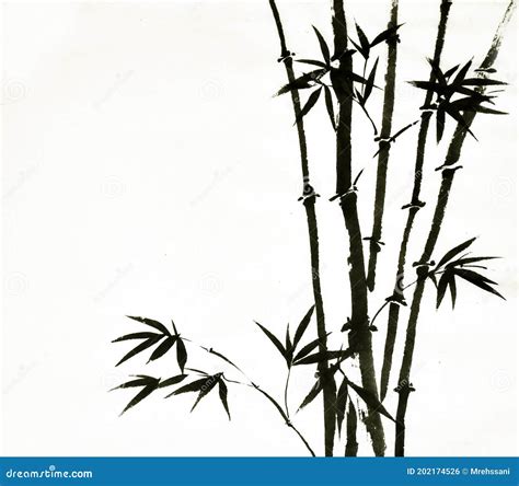 Beautiful Art Of Bamboo Ink Brush Painting In Chinese Traditional Art