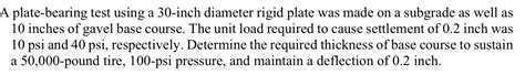 Solved A Plate Bearing Test Using A 30 Inch Diameter Rigid