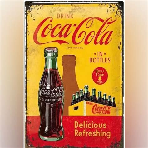 Coca Cola Metal Tin Sign Delicious Refreshing Vintage Image Decor Wall