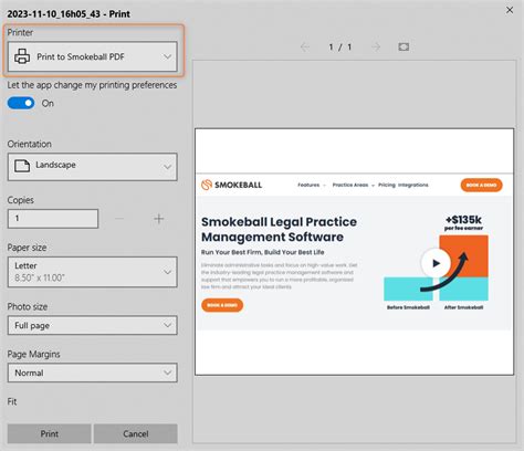 Save Documents Webpages Or Images To A Matter Using Print To Smokeball