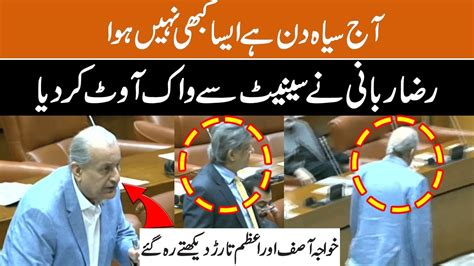 Raza Rabbani Bashes Government In Senate Raza Rabbani Walk Out From