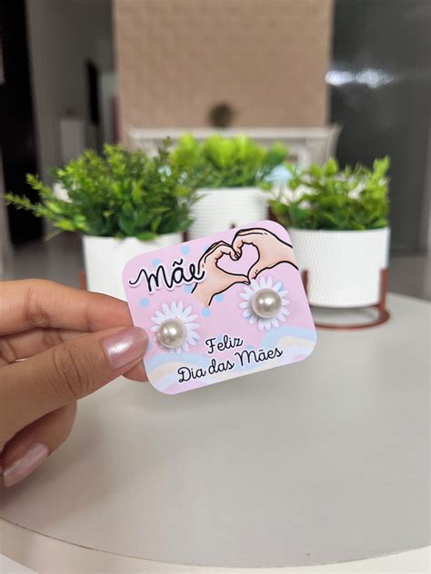 30 Pares Brinco Pérola Personalizado Com Tag Dia Das Mães