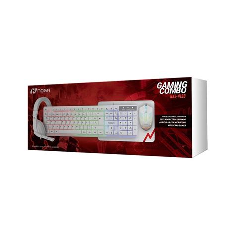 Combo Gamer Noga Teclado Mouse Auric Pad Blanco Nkb