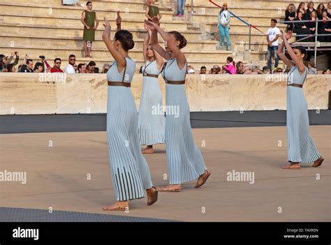 Olympic flame relay ceremony in Athens, Greece Stock Photo - Alamy