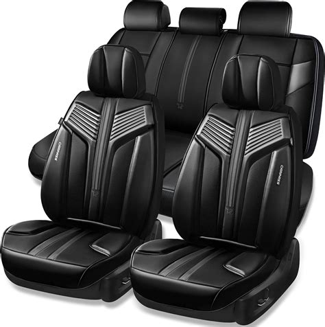 Quyddc Car Seat Covers Full Set 3d Foam Back Support Black Coffee Seat Cover For