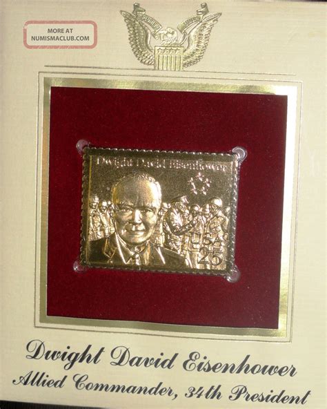 President Eisenhower Kt Gold Commerorative Stamp First Day Of