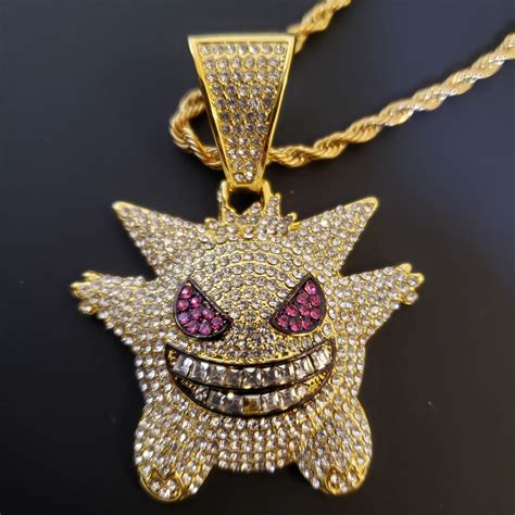 Gangster Gengar Bling Necklace Faux Diamond Necklace And Etsy