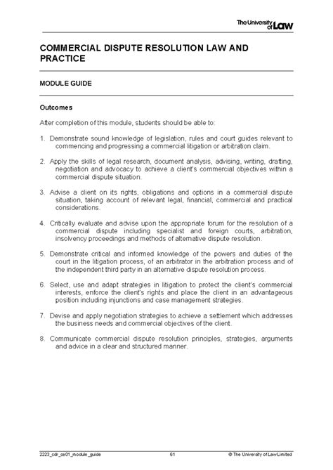 Cdr Ce Module Guide Commercial Dispute Resolution Law And