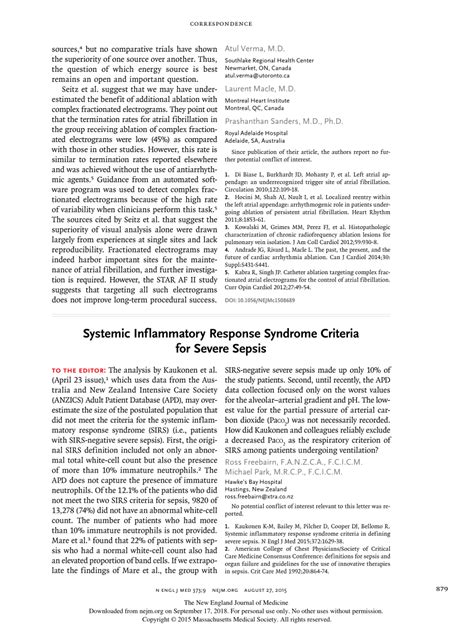 Pdf Systemic Inflammatory Response Syndrome Criteria For Severe Sepsis