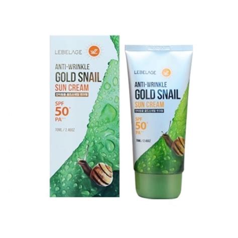 Солнцезащитный крем для лица LEBELAGE ANTI WRINKLE GOLD SNAIL SUN CREAM