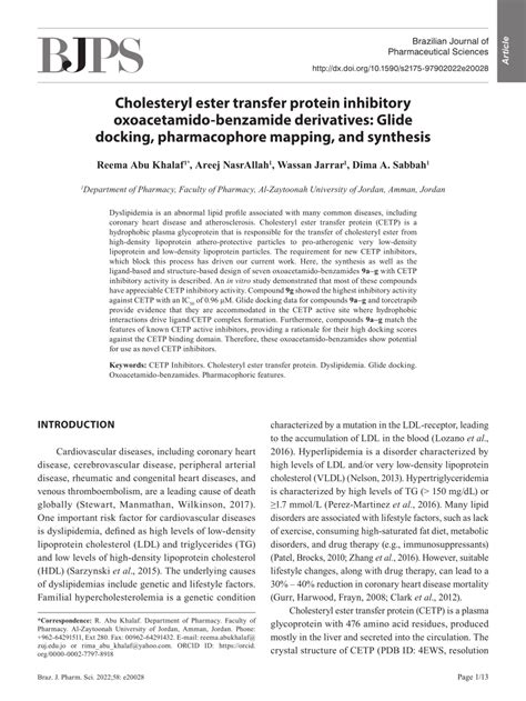 PDF Cholesteryl Ester Transfer Protein Inhibitory Oxoacetamido