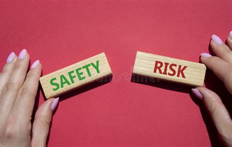 safety  risk symbol concept word safety  risk  wooden blocks