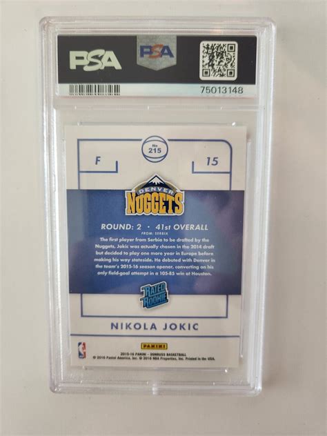 Panini Donruss Nikola Jokic Rated Rookie Rc Psa Gem Mt