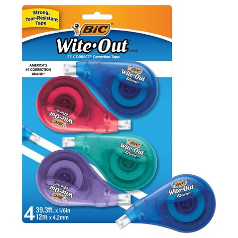 Bic Wite Out Ez Correct Correction Tape White 4 Count