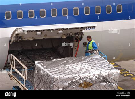 Fret aérien et du fret en cours de chargement sur palette dans un avion