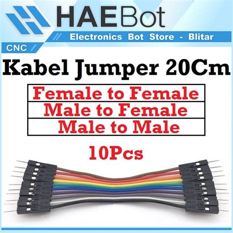 Jual HAEBOT Jumper Kabel Arduinoo 20cm Male Female 10pcs Buah Board