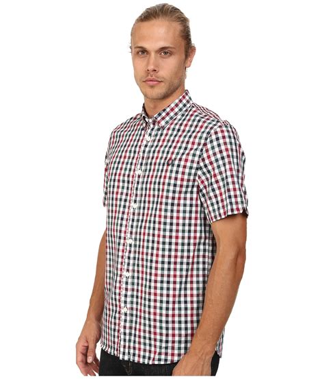 Fred Perry Three Colour Gingham Shirt In Red For Men Lyst