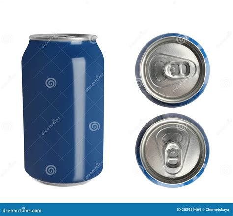 Conjunto Con Latas De Bebidas De Aluminio Sobre Fondo Blanco Imagen De