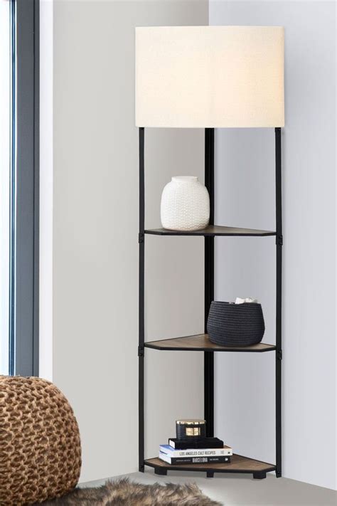 Modern Black Corner Shelf Floor Lamp