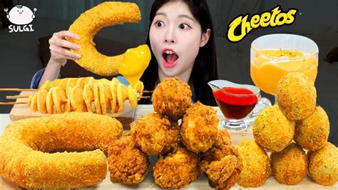 Asmr Mukbang 직접 만든 치토스 양념치킨 핫도그 치즈볼 먹방 And 레시피 Fried Chicken And Black