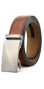 Chaoren Leather Ratchet Dress Belt With Automatic Buckle Trim