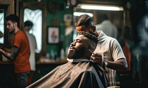 Premium Photo | A Stylish Transformation A Mans Haircut Journey at the ...