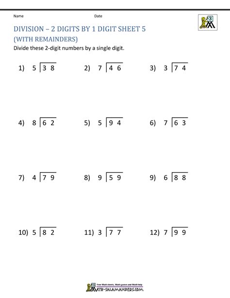 Division For Grade 3 Worksheets