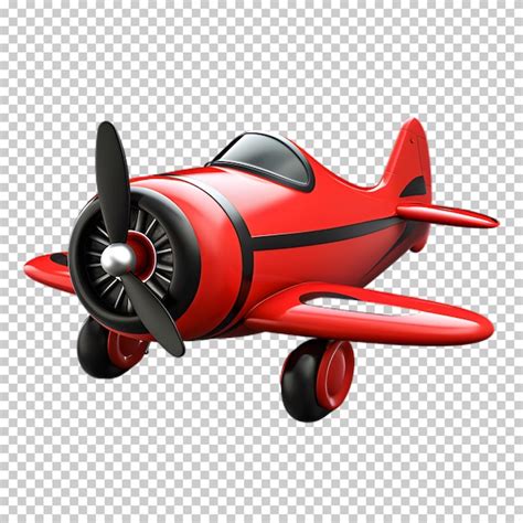 Premium PSD | Red airplane cartoon style isolated on transparent background