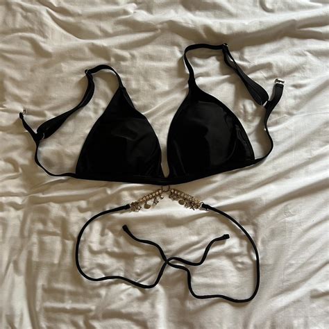 Black Bikini Top With Pearl Details Bikinilife Depop