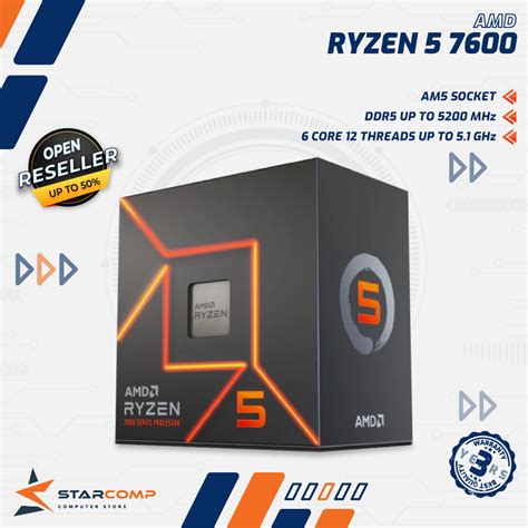 Jual AMD Ryzen 5 7600 6 Cores 12 Threads Processor AM5 Up To 5 1GHz