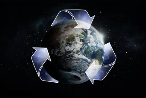 Illustration Du Symbole De Recyclage Et De La Terre Dans Le Noir