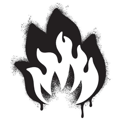 Spray Painted Graffiti Fire Flame Icon Sprayed Isolated With A White