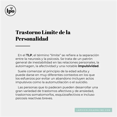 Trastorno Límite De La Personalidad — La Psicóloga Online