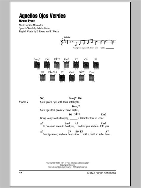 Aquellos Ojos Verdes (Green Eyes) by Nilo Menendez - Guitar Chords ...