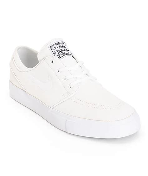 Nike SB Zoom Stefan Janoski All White Canvas Skate Shoes at Zumiez : PDP