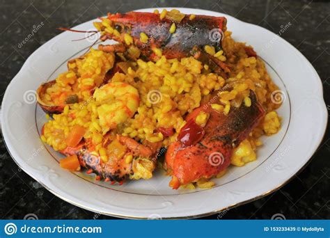 Rice With Lobster Seafood Paella Stock Image Image Of Dinner Head