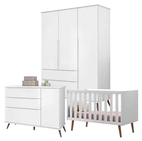 Quarto Retr Infantil Completo Melinda Branco Guarda Roupa C Moda