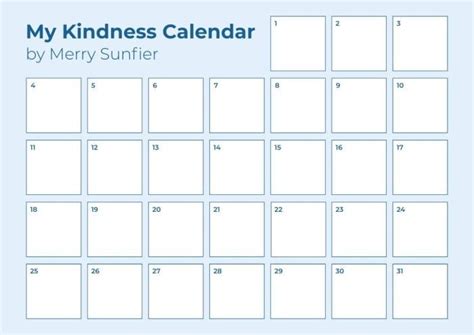 Kindness Calendar December Printable Peg Leanna