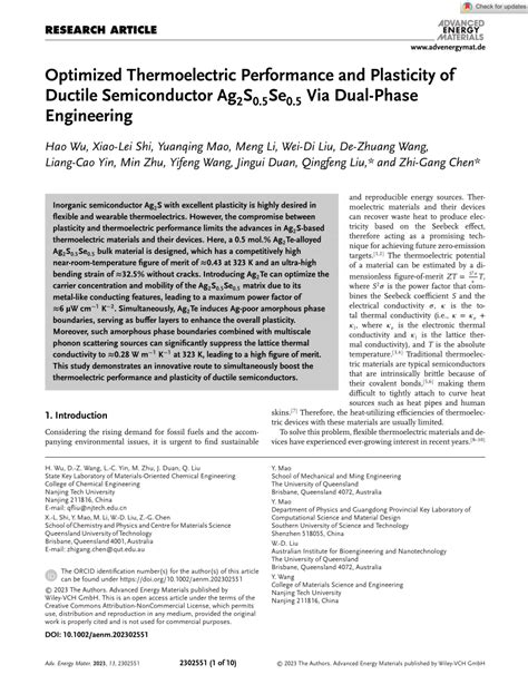 PDF Optimized Thermoelectric Performance And Plasticity Of Ductile