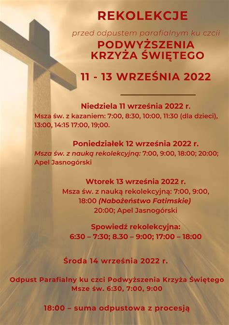 Ogłoszenia parafialne XXIV Niedziela Zwykła 11 września 2022 r