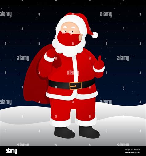 Santa Claus In Face Mask Show Thumbs Up Cartoon Vector Illustration Stock Vector Image And Art