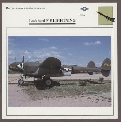 Lockheed F-5 Lightning Warplanes Military Aircraft Edito Service Card ...