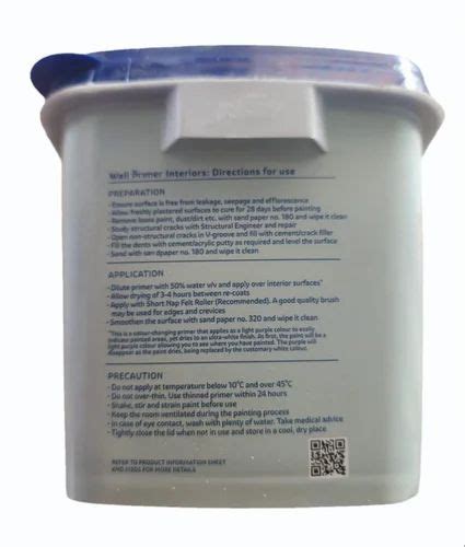 JSW Interior Wall Primer Paint Packaging Size 1 Liter At Best Price