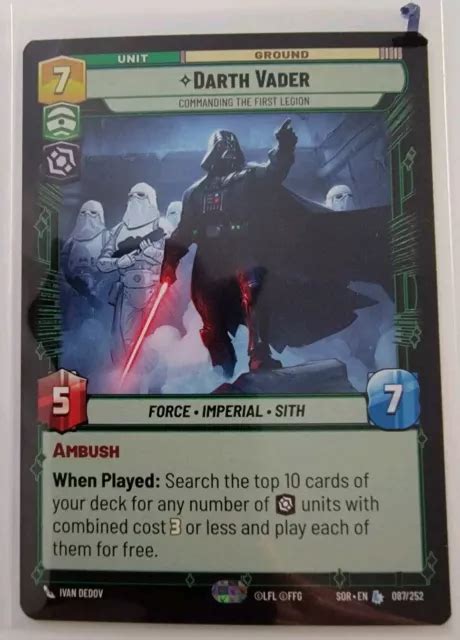 STAR WARS UNLIMITED TCG Leggendaria unità carta senza lamina DARTH