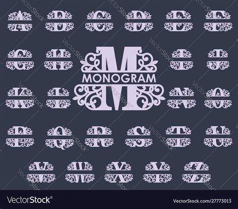 Split letters monogram font alphabet Royalty Free Vector